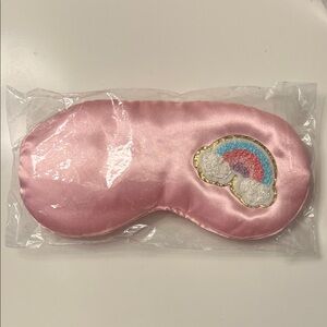 Pink Satin Sleep Mask with Rainbow Patch